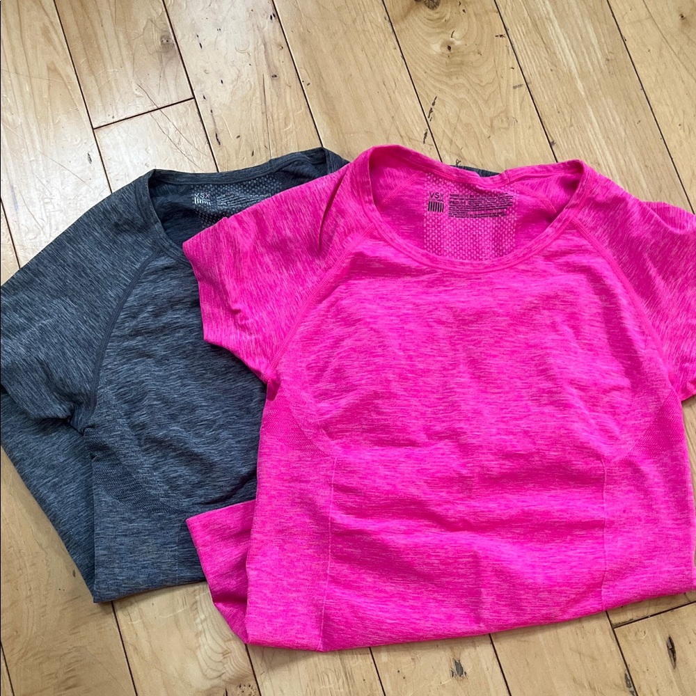 Bundle of 2 Victoria's Secret Athletic Bright Pink and Charcoal Tees